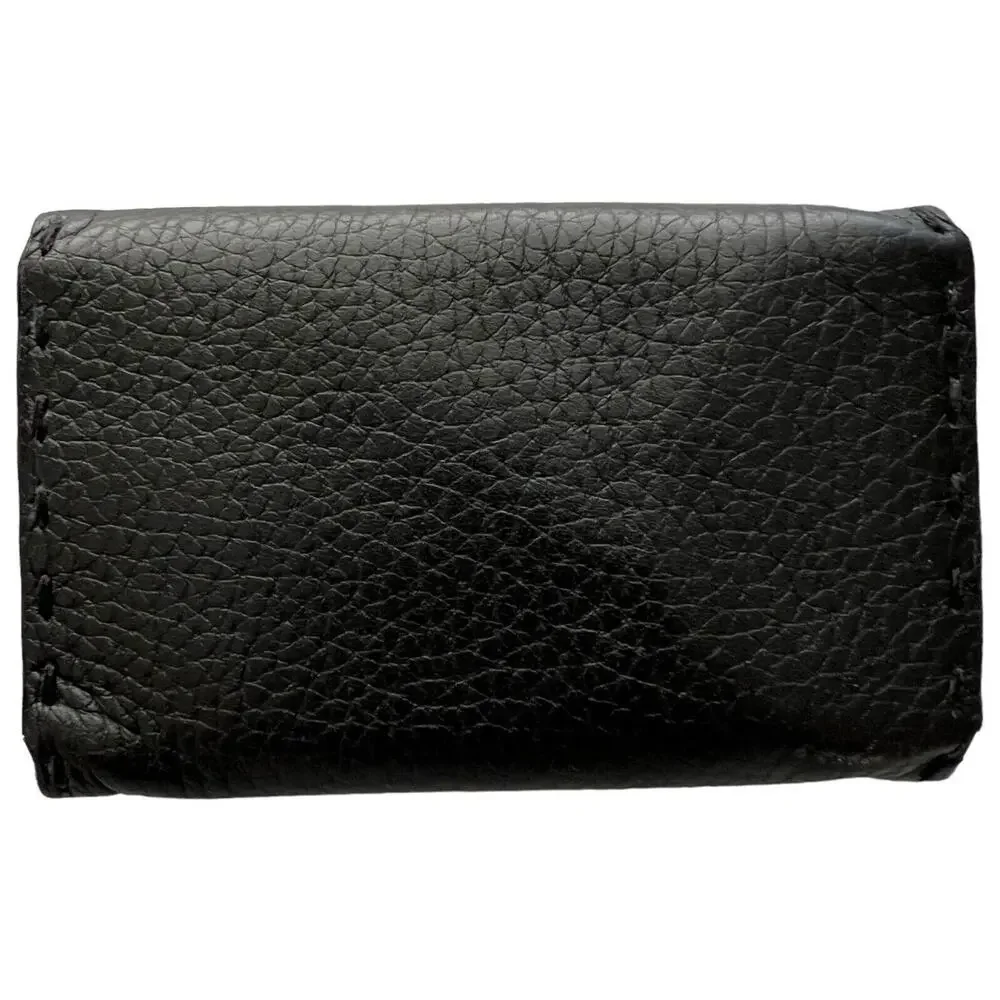 Fendi Selleria Black Leather Trifold Key Case Holder Roma Hand Stitched - Picture 2 of 9